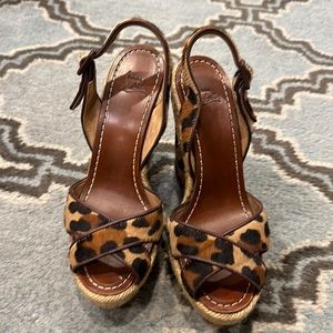 Christian Louboutin Leopard print calf hair wedges